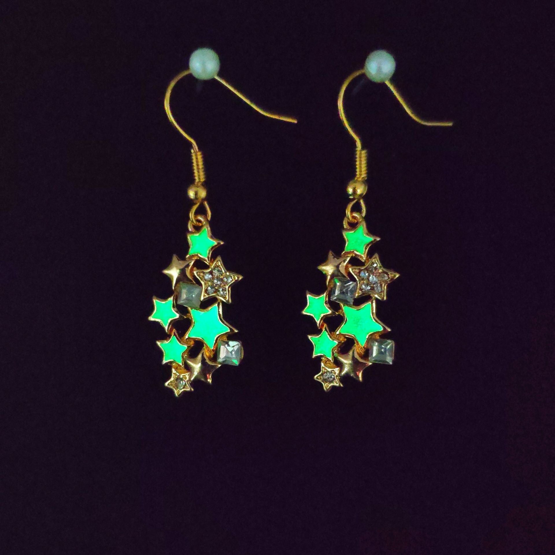 Wholesale Fish Hook Fashion Creative Glowing Starry Sky Stars and Moon Temperament Luminous Earrings